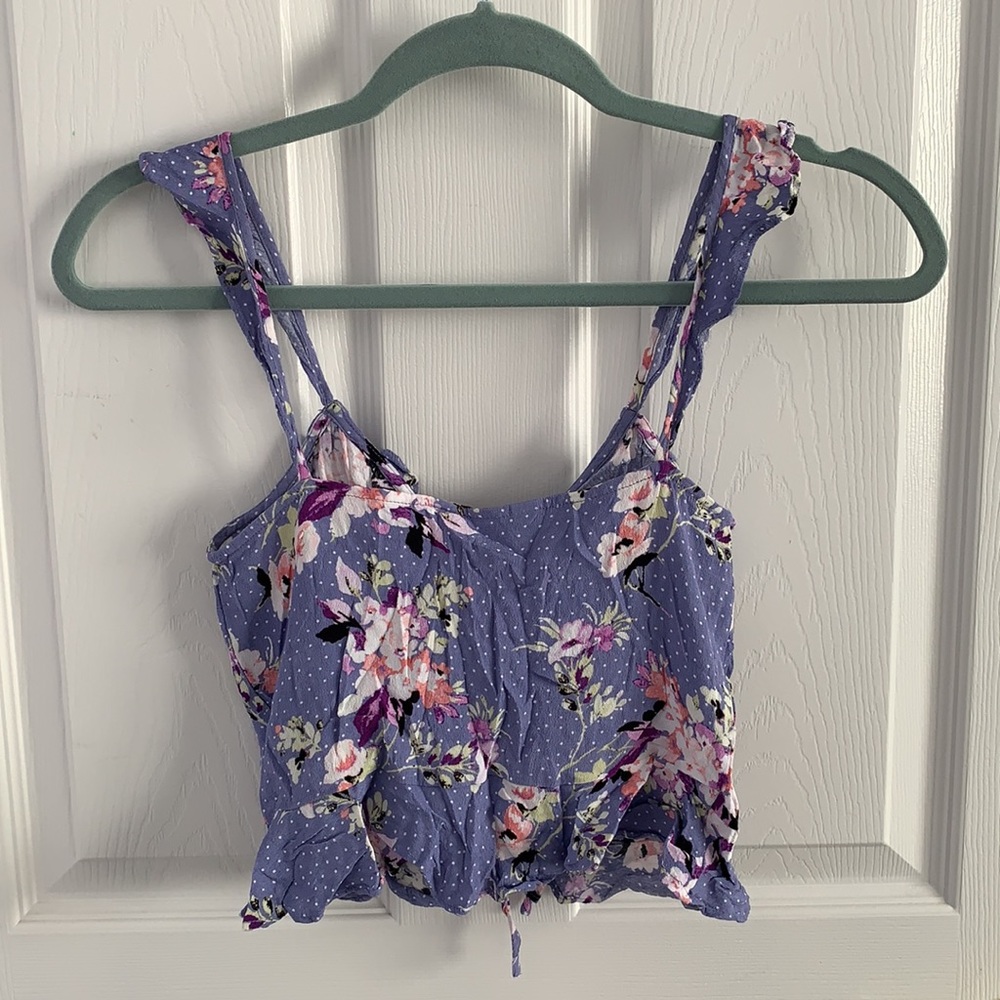 Cropped Floral Ruched Ruffle Cami - Picture 2 of 2